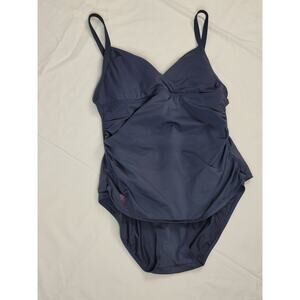 Lauren Ralph Lauren Navy Blue Swimsuit‎ Nylon Lining Stretch Women's Size 12 US
